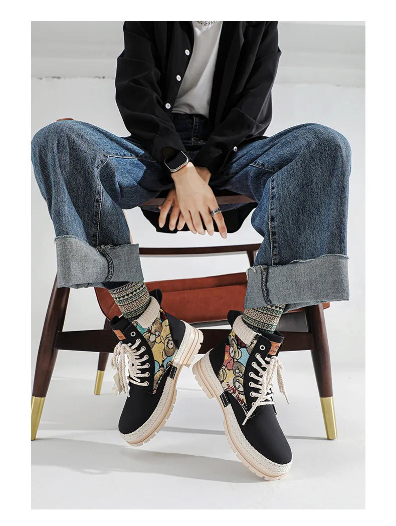 New Men's Winter Boots Outdoor Platform Boots 2023 Designer Men's Shoes Comfortable Desert Boots Street Style Motorcycle Boots - Ghost District