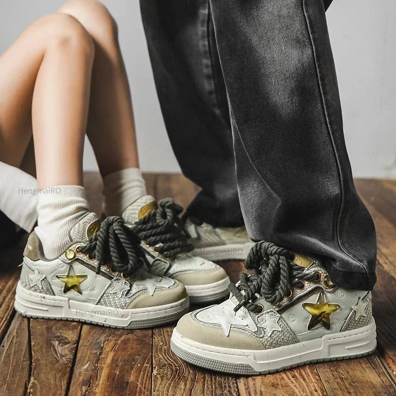 Women Sneakers Man Retro Star Y2K Punk Rap Street Shoes for Male  Fashion Skate Shoes Couple Casual Shoes Unisex Designer Tennis - Ghost District