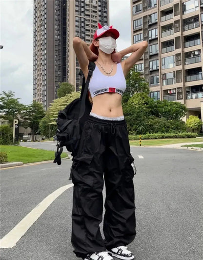 Retro Workwear Pants with Design Sense for Women's 2025 Summer Straight Leg Loose Wide Leg Pants - Ghost District