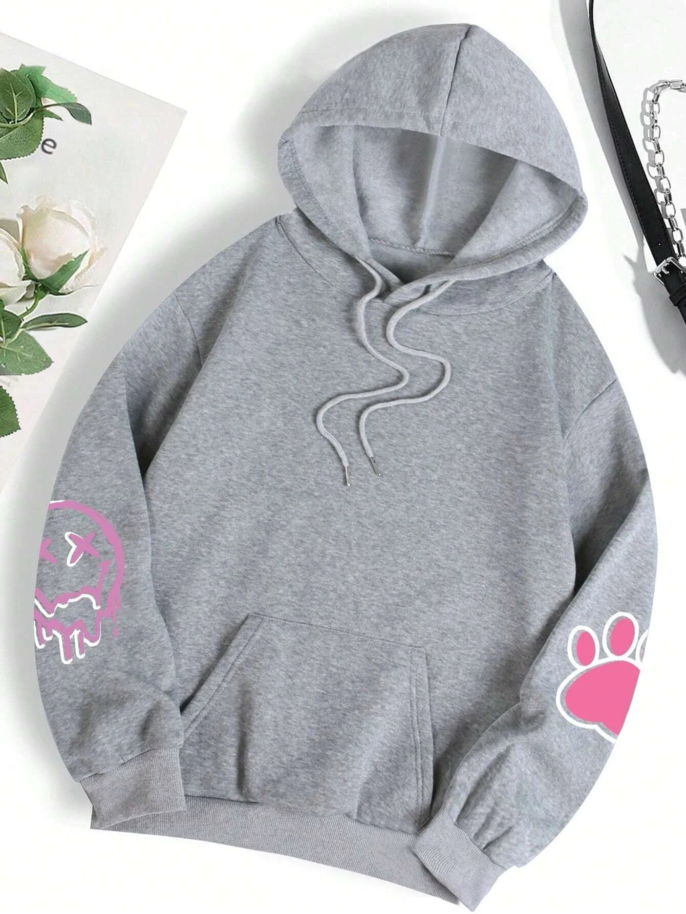 Hip Hop Street Casual Printed Female Hoodies Fashion Hoodie Oversize Loose New Sweatshirts Autumn Warm Fleece Clothing Ghost District