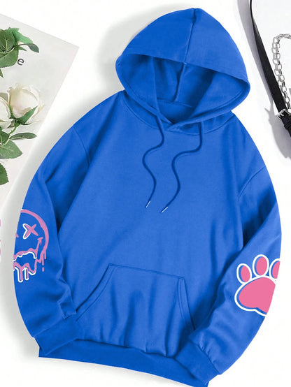 Hip Hop Street Casual Printed Female Hoodies Fashion Hoodie Oversize Loose New Sweatshirts Autumn Warm Fleece Clothing Ghost District