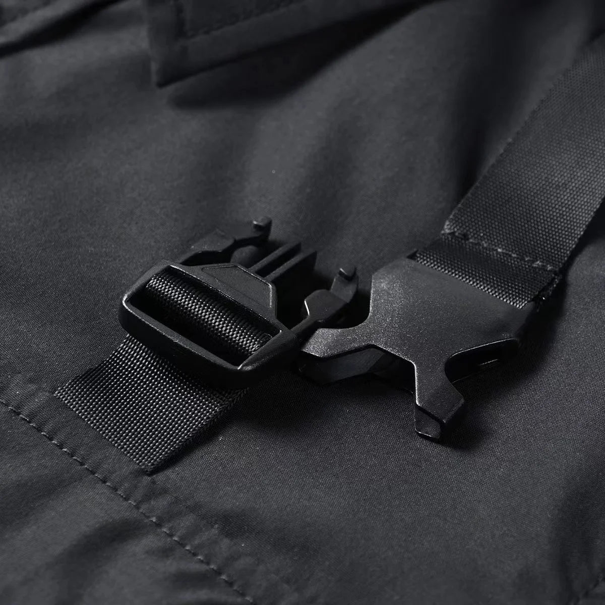 Men's Techwear Button Up Shirt Oversized Streetwear Harajuku Hip Hop Shirts Detachable Sleeve Black Tooling Button Up Blouse - Ghost District