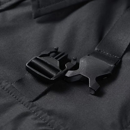Men's Techwear Button Up Shirt Oversized Streetwear Harajuku Hip Hop Shirts Detachable Sleeve Black Tooling Button Up Blouse - Ghost District