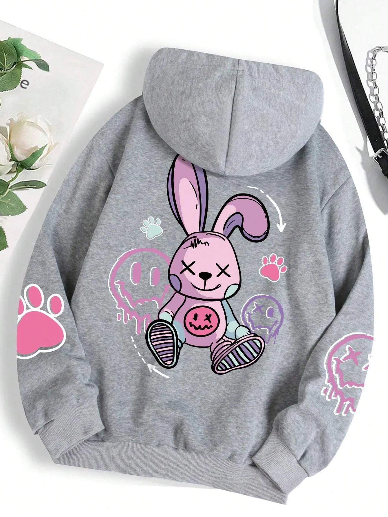 Hip Hop Street Casual Printed Female Hoodies Fashion Hoodie Oversize Loose New Sweatshirts Autumn Warm Fleece Clothing Ghost District