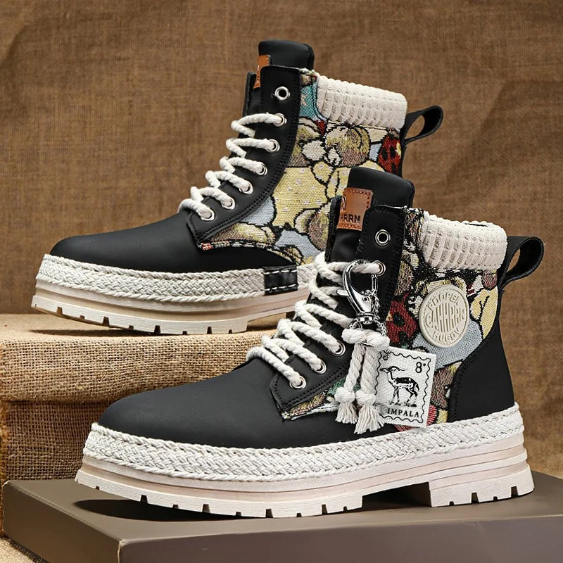 New Men's Winter Boots Outdoor Platform Boots 2023 Designer Men's Shoes Comfortable Desert Boots Street Style Motorcycle Boots - Ghost District