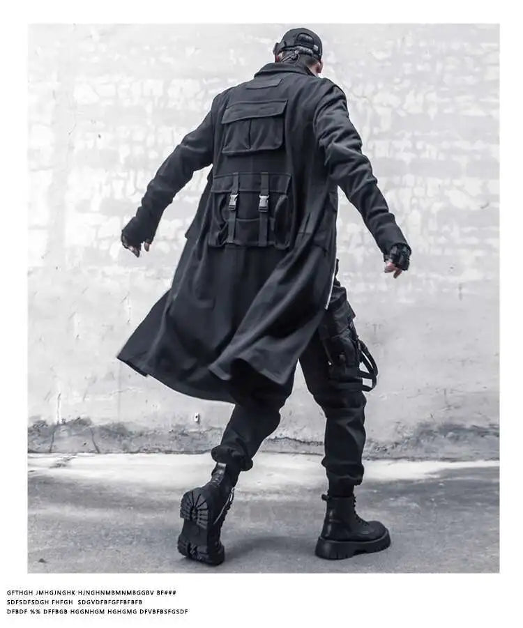 HKSH Spring Autumn New Man Tide Dark Functional Heavy Cloak Multi Pockets Jackets Loose Handsome Yamamoto Techwear Trench HK5607 Ghost District