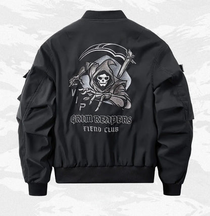 God of Death Bomber Jacket Chest Pocket Techwear Men Punk Hip Hop Tactical Streetwear Black Varsity Jackets Oversized MA1 Coats Ghost District