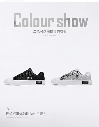 Trend Designer Casual Shoes for Men Street Tinsel Skulls Flats Vulcanized Fashion Brand Luxury Sneakers Jogging Man Sport Shoes - Ghost District