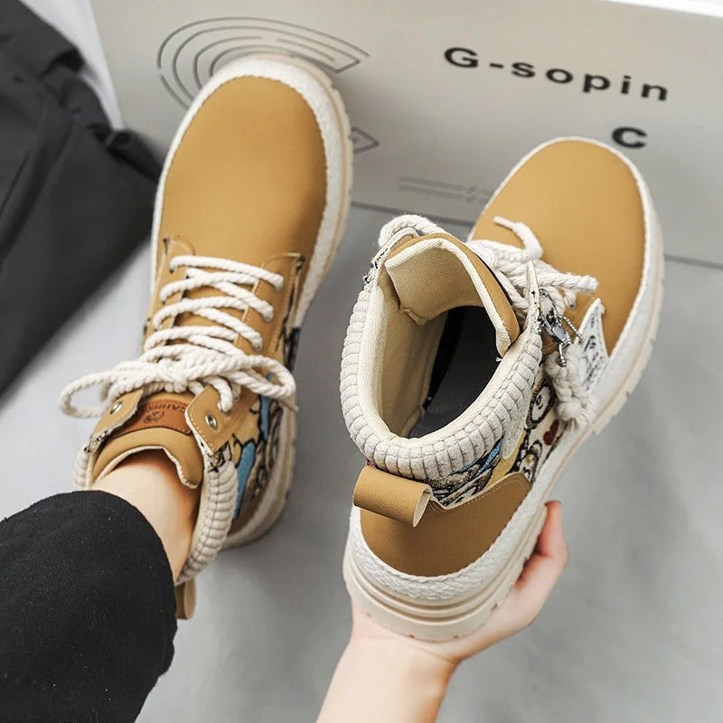 New Men's Winter Boots Outdoor Platform Boots 2023 Designer Men's Shoes Comfortable Desert Boots Street Style Motorcycle Boots - Ghost District