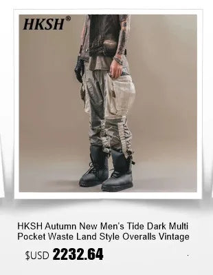 HKSH Fake Two Pieces Embroidered Legged Overalls High Street Hip Hop Dark Techwear Autumn Winter New Cargo Pants Trendy HK2900 Ghost District