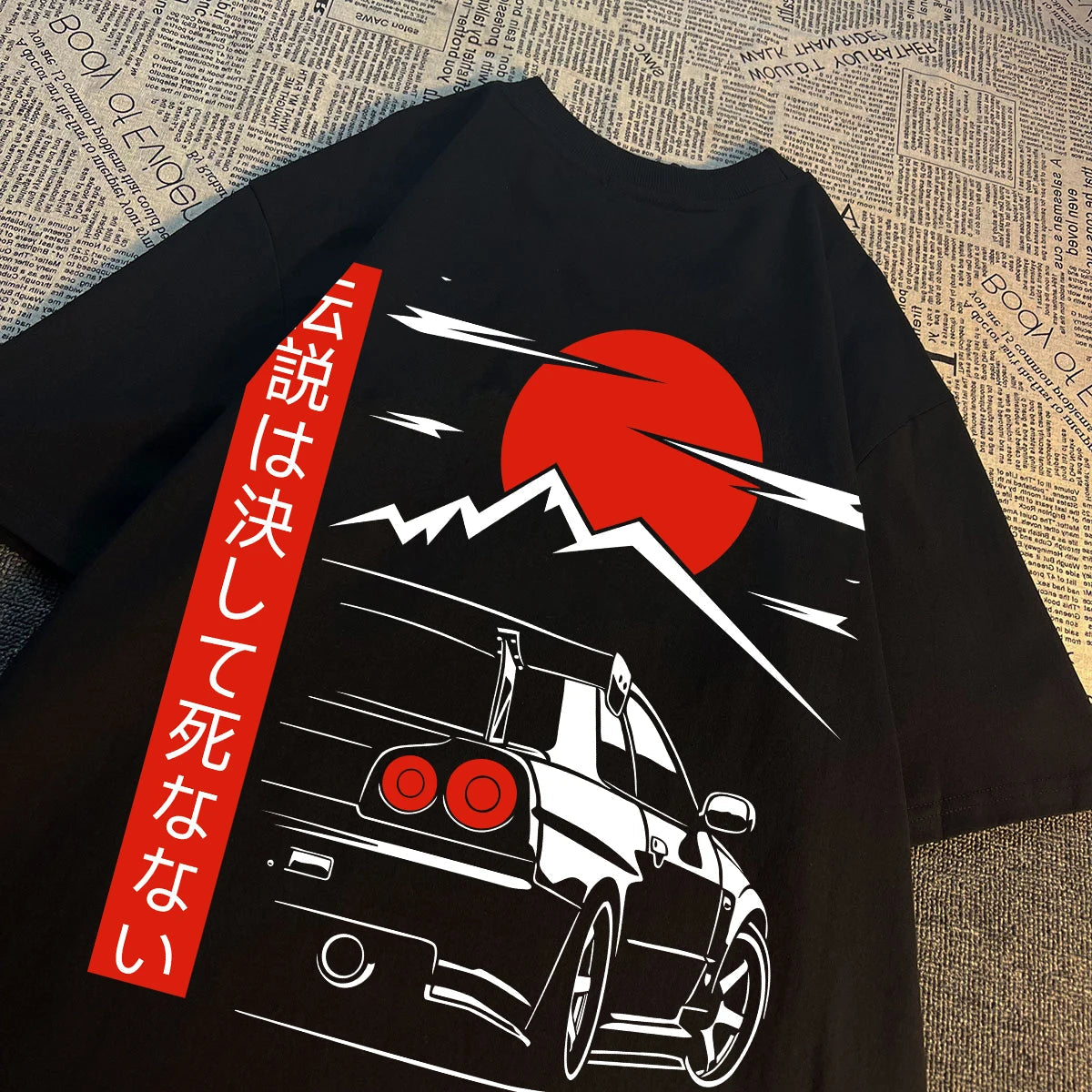 Japanese Style Car JDM Culture GTR Racing T Shirts Men Women Street Wear Original Design Oversized 100% Cotton Couple Tops Tees - Ghost District