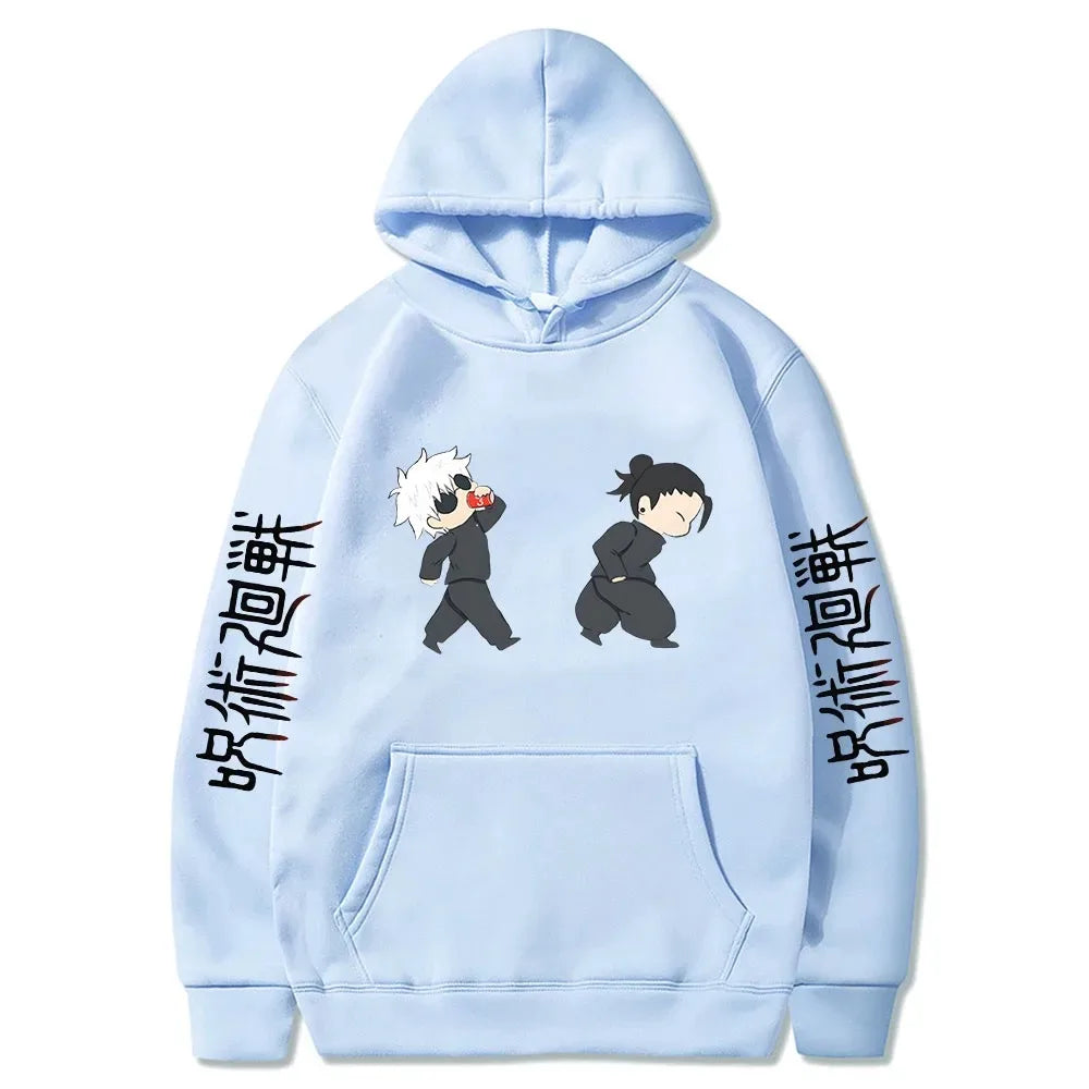 Jujutsu Kaisen Anime Hoodies Cartoon Satoru Gojo Cute Print Men Women Pullovers Autumn Winter Casual Plus Size Sweatshirts - Ghost District
