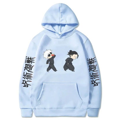 Jujutsu Kaisen Anime Hoodies Cartoon Satoru Gojo Cute Print Men Women Pullovers Autumn Winter Casual Plus Size Sweatshirts - Ghost District
