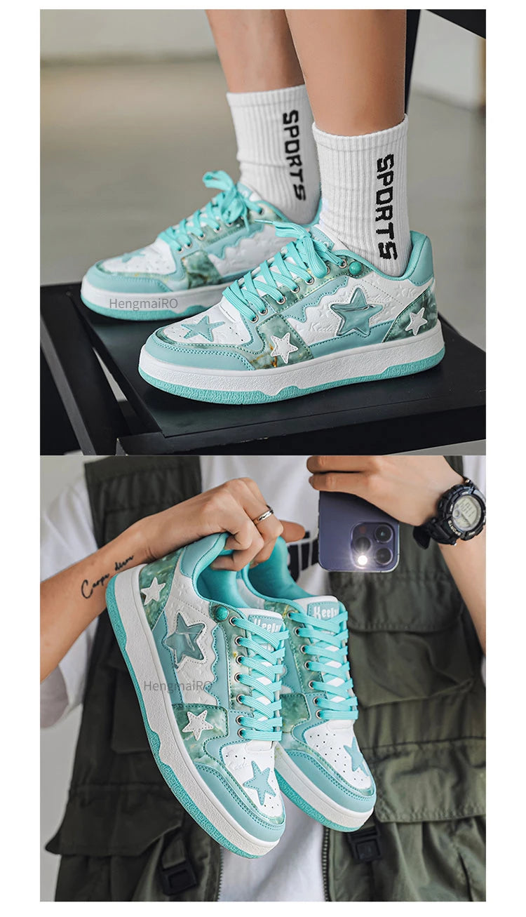 Women Sneakers Man Retro Star Y2K Punk Rap Street Shoes for Male  Fashion Skate Shoes Couple Casual Shoes Unisex Designer Tennis - Ghost District