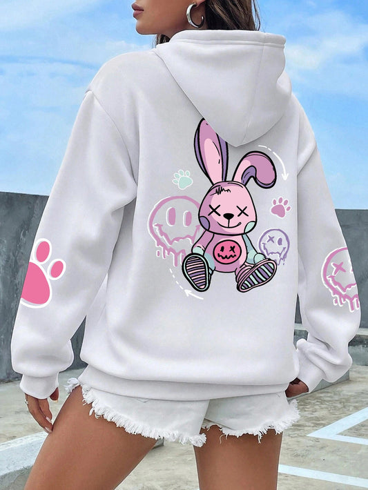 Hip Hop Street Casual Printed Female Hoodies Fashion Hoodie Oversize Loose New Sweatshirts Autumn Warm Fleece Clothing Ghost District