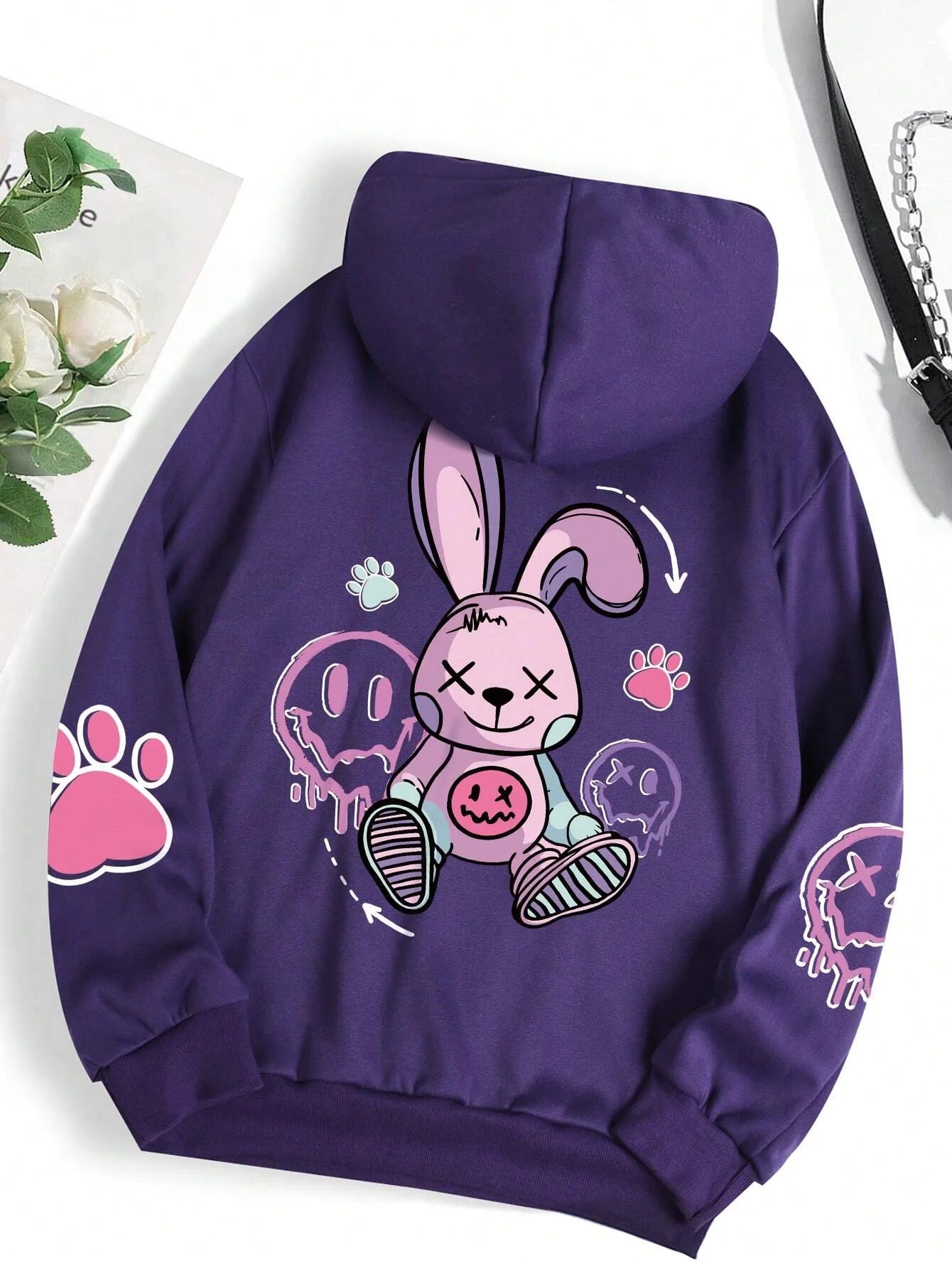 Hip Hop Street Casual Printed Female Hoodies Fashion Hoodie Oversize Loose New Sweatshirts Autumn Warm Fleece Clothing Ghost District