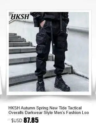HKSH Heavy Industry Spring Autumn Men's Tide Stacked Collar Sweatshirt Hooded Hoodies Loose Casual Solid Color Punk Coats HK0797 Ghost District