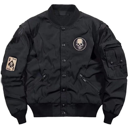 Techwear Varsity Bomber Jackets for Men Skulls Punk God of Death Embroidery Baseball Jacket Streetwear Hip Hop College Coat Male - Ghost District