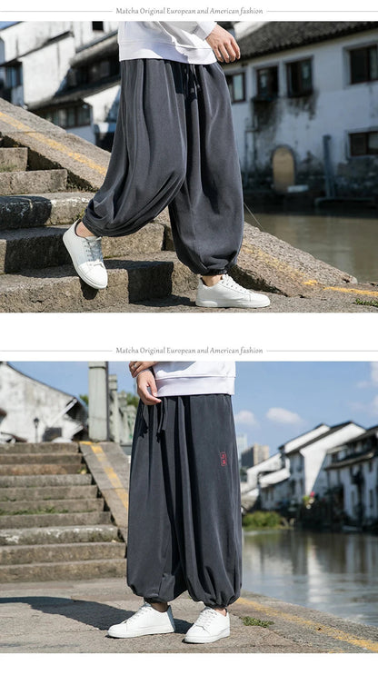 2023 Autumn Winter Pants Thickening Velvet Retro Harem Pants Men Solid Trendy Casual Wild Large Size Harajuku Jogging Trousers Ghost District