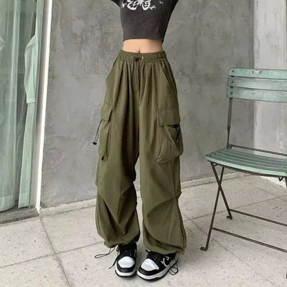 Retro Workwear Pants with Design Sense for Women's 2025 Summer Straight Leg Loose Wide Leg Pants - Ghost District
