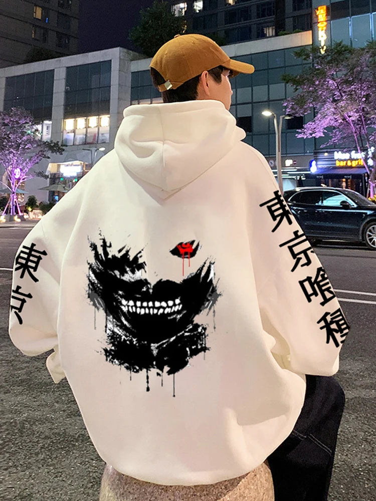 Anime Hoodie Mens Fashion Warm Sweatshirt Graphical Printed Hip Hop Hoodies Casual Streetwear Spring Autumn New Hoody Ghost District