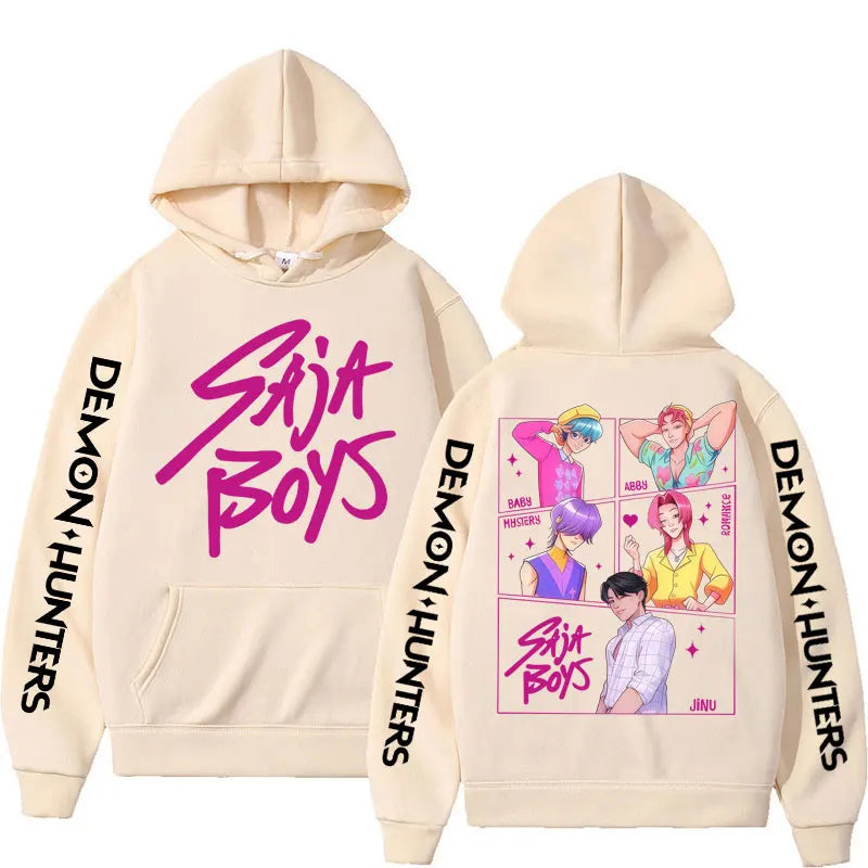 Anime KPop Demon Hunters Saja Boys Hoodies Men Women Trendy Harajuku Sweatshirt Long Sleeves Loose Fleece Casual Street Wear Ghost District