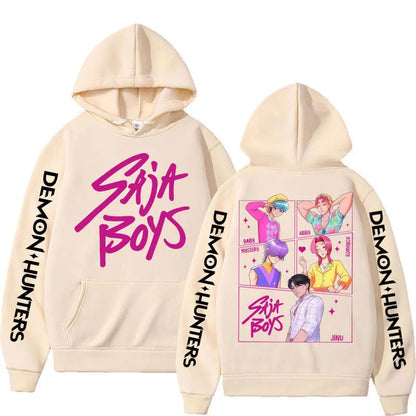 Anime KPop Demon Hunters Saja Boys Hoodies Men Women Trendy Harajuku Sweatshirt Long Sleeves Loose Fleece Casual Street Wear Ghost District
