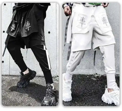 HKSH Fake Two Pieces Embroidered Legged Overalls High Street Hip Hop Dark Techwear Autumn Winter New Cargo Pants Trendy HK2900 Ghost District