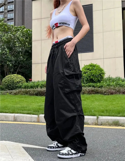 Retro Workwear Pants with Design Sense for Women's 2025 Summer Straight Leg Loose Wide Leg Pants - Ghost District