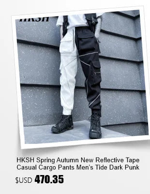 HKSH Fake Two Pieces Embroidered Legged Overalls High Street Hip Hop Dark Techwear Autumn Winter New Cargo Pants Trendy HK2900 Ghost District