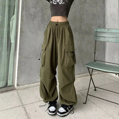 Retro Workwear Pants with Design Sense for Women's 2025 Summer Straight Leg Loose Wide Leg Pants - Ghost District