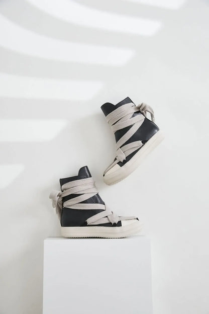 Men Woman Casual Lace-up Thick Soled Trendy Shoes,Street Motorcycle Sneakers Boots,Luxury Vintage Leather Short Boots - Ghost District