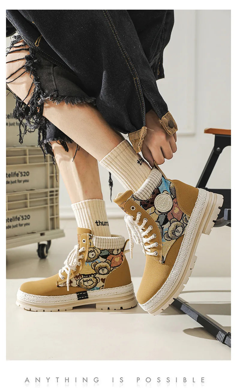 New Men's Winter Boots Outdoor Platform Boots 2023 Designer Men's Shoes Comfortable Desert Boots Street Style Motorcycle Boots - Ghost District