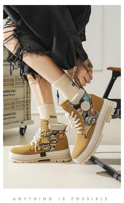 New Men's Winter Boots Outdoor Platform Boots 2023 Designer Men's Shoes Comfortable Desert Boots Street Style Motorcycle Boots - Ghost District