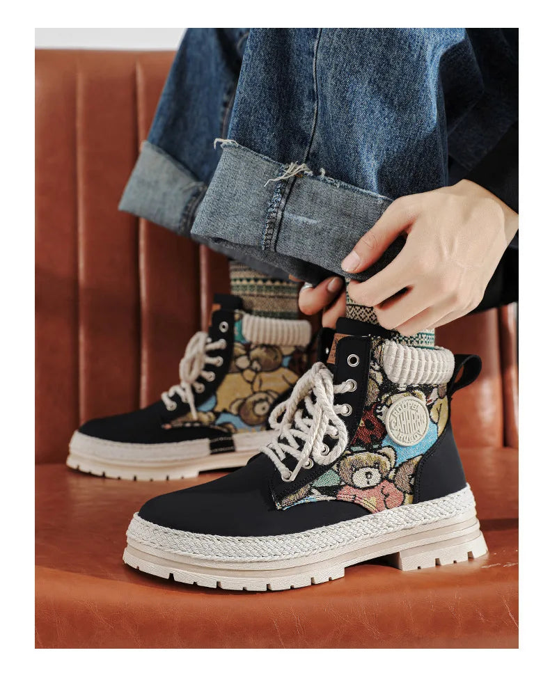 New Men's Winter Boots Outdoor Platform Boots 2023 Designer Men's Shoes Comfortable Desert Boots Street Style Motorcycle Boots - Ghost District