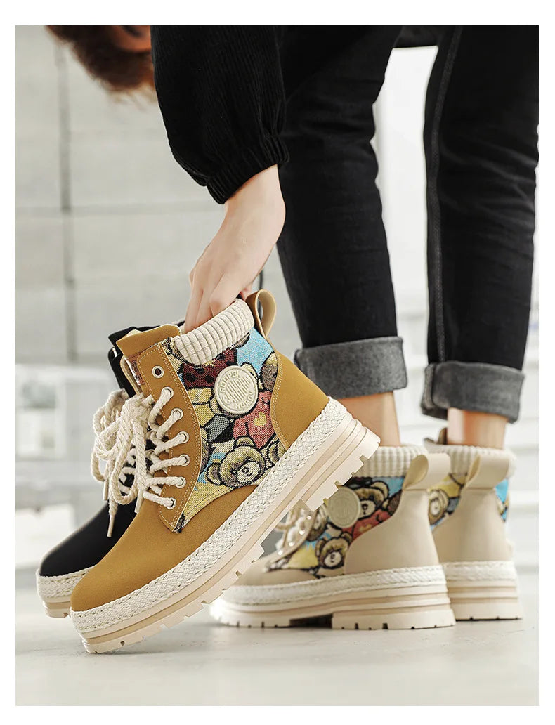 New Men's Winter Boots Outdoor Platform Boots 2023 Designer Men's Shoes Comfortable Desert Boots Street Style Motorcycle Boots - Ghost District