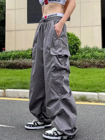 Retro Workwear Pants with Design Sense for Women's 2025 Summer Straight Leg Loose Wide Leg Pants - Ghost District