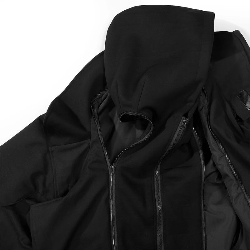 Unisex High Street Functional Cargo Jacket Techwear Fake two-piece Tactical Windbreaker Coats Streetwear Men's clothing Oversize - Ghost District