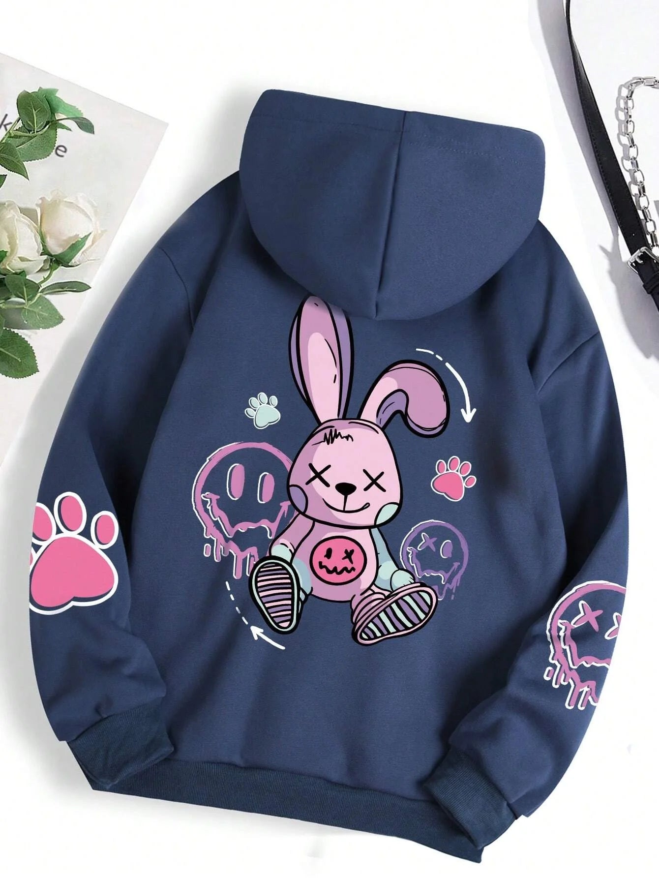 Hip Hop Street Casual Printed Female Hoodies Fashion Hoodie Oversize Loose New Sweatshirts Autumn Warm Fleece Clothing Ghost District