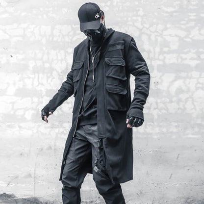 HKSH Spring Autumn New Man Tide Dark Functional Heavy Cloak Multi Pockets Jackets Loose Handsome Yamamoto Techwear Trench HK5607 Ghost District
