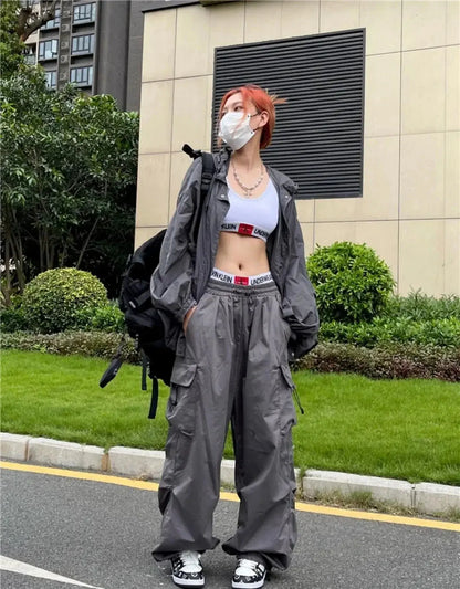 Retro Workwear Pants with Design Sense for Women's 2025 Summer Straight Leg Loose Wide Leg Pants - Ghost District