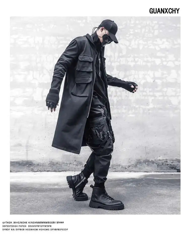 HKSH Spring Autumn New Man Tide Dark Functional Heavy Cloak Multi Pockets Jackets Loose Handsome Yamamoto Techwear Trench HK5607 Ghost District