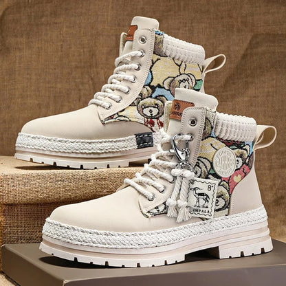 New Men's Winter Boots Outdoor Platform Boots 2023 Designer Men's Shoes Comfortable Desert Boots Street Style Motorcycle Boots - Ghost District