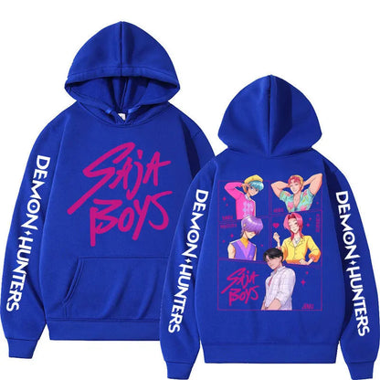 Anime KPop Demon Hunters Saja Boys Hoodies Men Women Trendy Harajuku Sweatshirt Long Sleeves Loose Fleece Casual Street Wear Ghost District