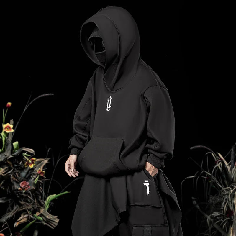 HKSH Heavy Industry Spring Autumn Men's Tide Stacked Collar Sweatshirt Hooded Hoodies Loose Casual Solid Color Punk Coats HK0797 Ghost District
