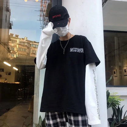 Men T Shirts autumn men Clothes anime casual Long Sleeved Oversized Y2K T-Shirt Harajuku Streetwear Academia Hip Hop tee tops Ghost District