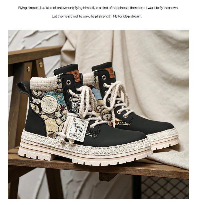 New Men's Winter Boots Outdoor Platform Boots 2023 Designer Men's Shoes Comfortable Desert Boots Street Style Motorcycle Boots - Ghost District