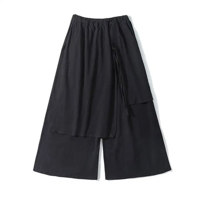 ARENS Techwear Wide Leg Pants Punk Gothic Black Trousers Male Goth Cotton Linens Summer Japanese Style Streetwear Hip Hop - Ghost District