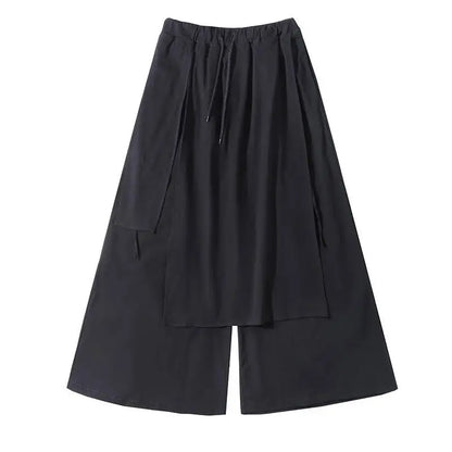 ARENS Techwear Wide Leg Pants Punk Gothic Black Trousers Male Goth Cotton Linens Summer Japanese Style Streetwear Hip Hop - Ghost District