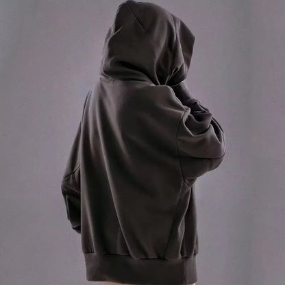 Embroidery Turtleneck Sweatshirt For Men Japanese Ninja Hoodies Autumn Hip Hop Fleece Pocket Streetwear Oversized Y2K Hoody Ghost District
